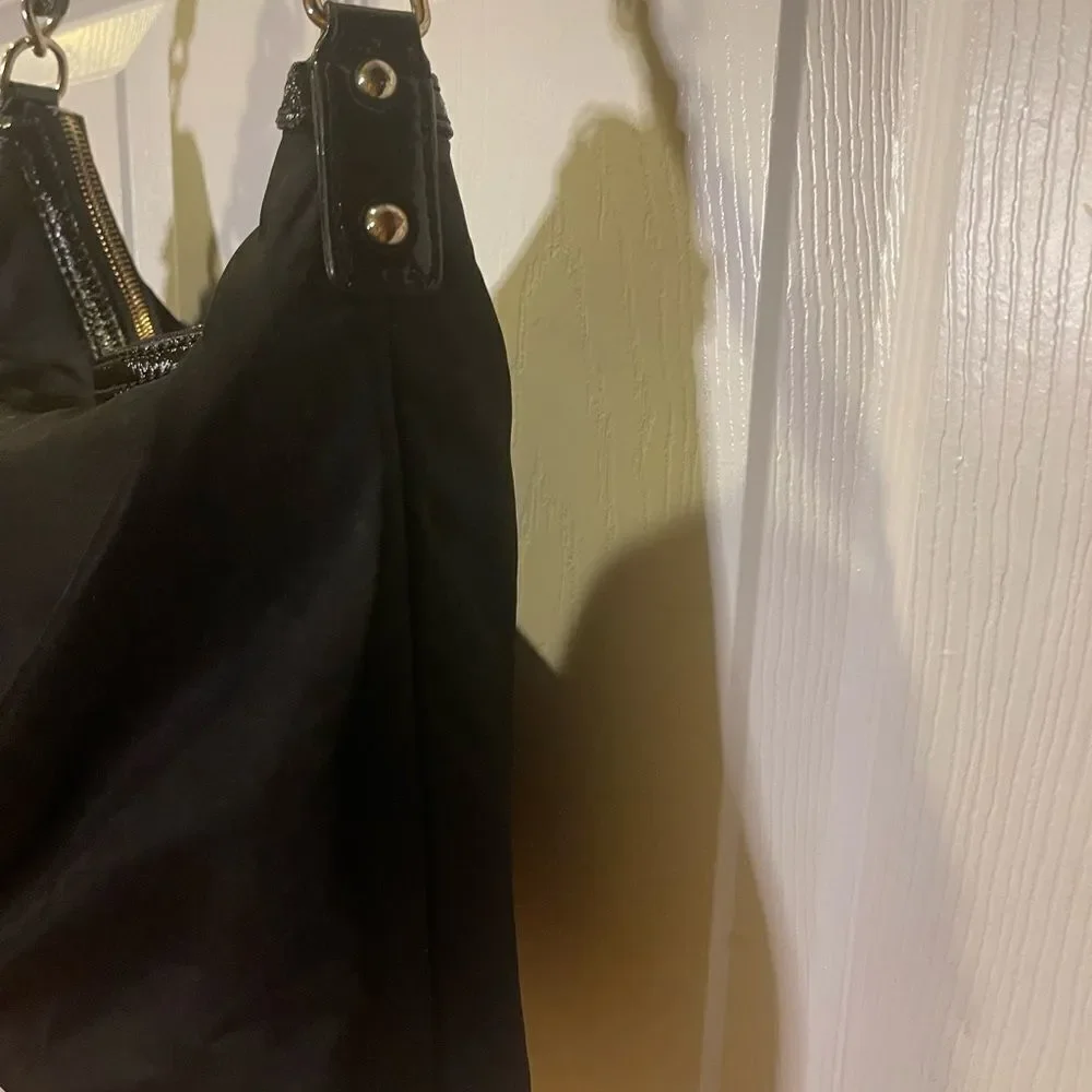 Kate Spade Black Nylon Chain and patent Strap and trim shoulder Bag